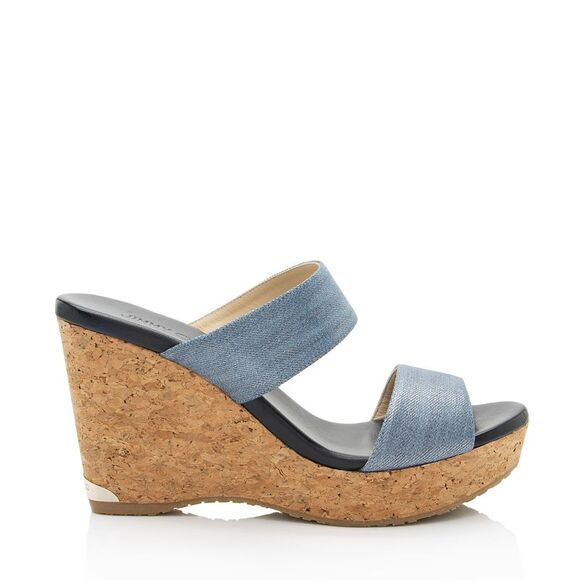 Jimmy Choo Shoes - Jimmy Choo Metallic Denim Parker Wedges - Size 7.5 / 37.5